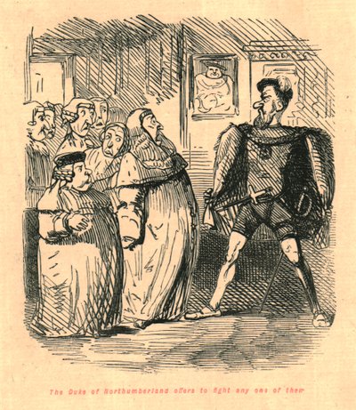 Hertugen av Northumberland tilbyr å kjempe mot en av dem, 1897. av John Leech