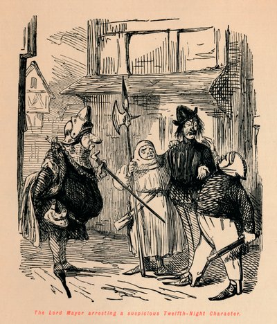 Lord Mayor arresterer en mistenkelig tolvte-natt-karakter, c1860, c1860 av John Leech