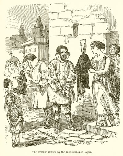 Romerne kledd av innbyggerne i Capua av John Leech
