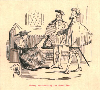 Wolsey overgir det store seglet, 1897. av John Leech