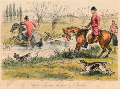 Kaptein Spurrier hugget ned av Romford, 1865. Kunstnere: John Leech, Hablot Knight Browne. av John Leech and Hablot Knight Browne
