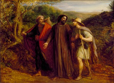 Kristi tilsynekomst for de to disiplene på reise til Emmaus, 1835 av John Linnell