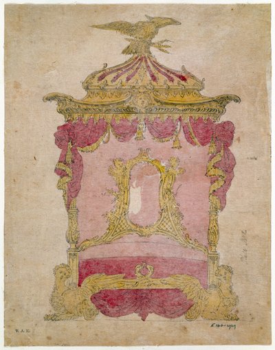 Design for en seng, ca. 1755-60 av John Linnell