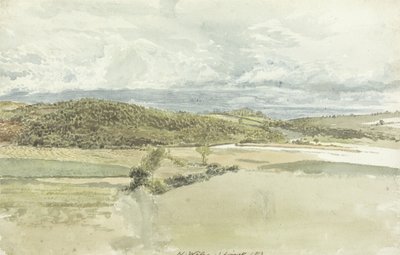 Landskap i Nord-Wales, 1813 (wc over grafitt på papir) av John Linnell