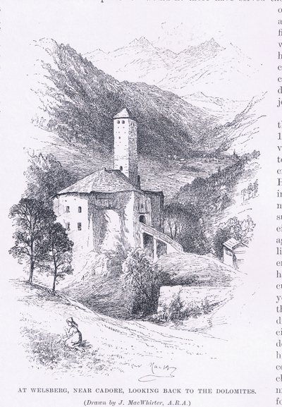 På Welsberg, i nærheten av Cadore, ser tilbake til Dolomittene, fra The Magazine of Art 1893, Cassell and Company av John MacWhirter