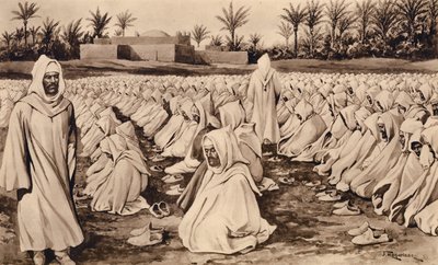 Muhammedanere ved bønn (litho) av John Macfarlane