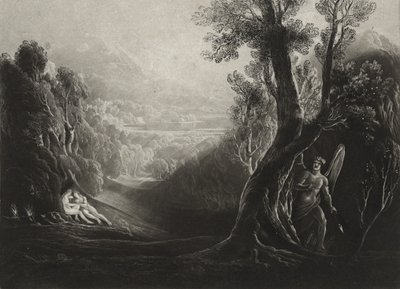 Satan Contemplating and Eva in Paradise, ca. 1827 (mezzotint) av John Martin