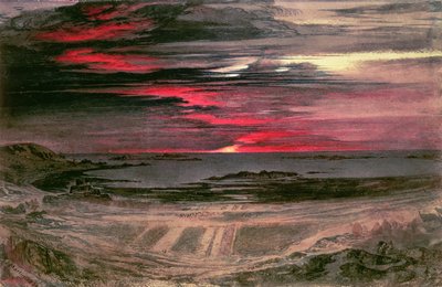 Solnedgang over en Rocky Bay av John Martin