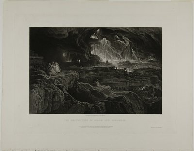 Ødeleggelsen av Sodoma og Gomorra, fra illustrasjoner av Bibelen av John Martin