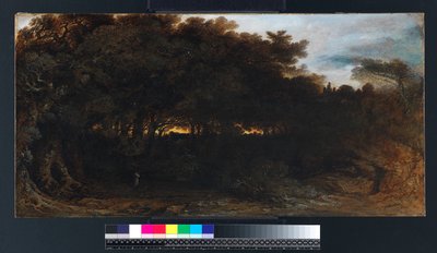 Twilight in the Woodlands, 1850 (olje på papir lagt ned på lerret) av John Martin