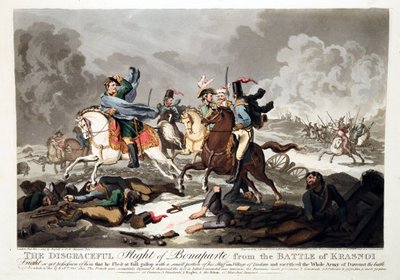 The Flight of Bonaparte fra slaget ved Krasnoi (Krasnoje) 1812 - Wright, John Massey (1777-1866) - 1814 - Akvatint - 42,1x57,5 - Privat samling av John Massey Wright