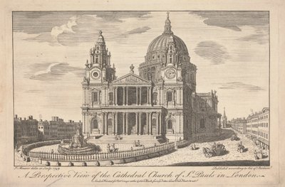 En perspektivvisning av Cathedral Church of St. Pauls i London av John Maurer