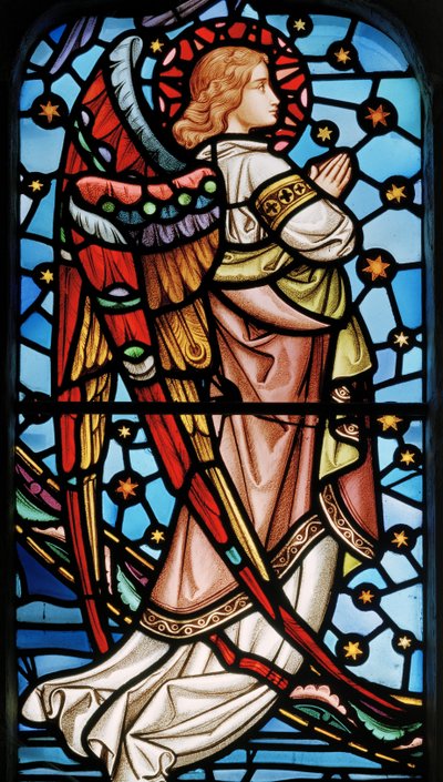 Cuxton, St Michael, East Window, Lavers & Barraud, John Millner Allen (1827-1902), Angel from Christ in Majesty with Saints, ca. 1865 av John Millner Allen