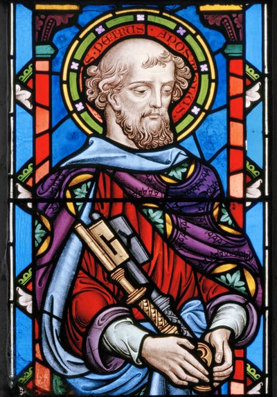 St Peter, detalj fra The Crucifixion, 1861 (farget glass) av John Millner Allen