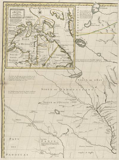 Et kart over de britiske og franske herredømmene i Amerika, 1756 (gravering med konturfarge på papir) av John Mitchell