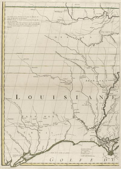Et kart over de britiske og franske herredømmene i Amerika, 1756 (gravering med konturfarge på papir) av John Mitchell