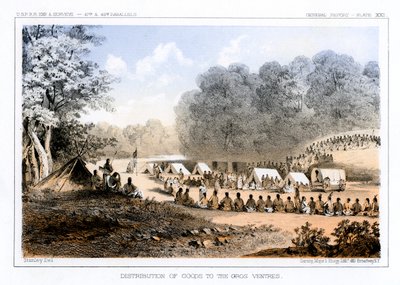 Distribusjon av varer til Gros Ventres 26. august 1853 1856. av John Mix Stanley