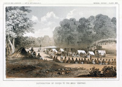 Distribusjon av varer til Gros Ventres, pub. 1860 av John Mix Stanley