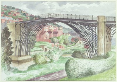 Ironbridge, Shropshire, ca. 1960 (wc på papir) av John Nash