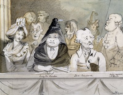 Et galleri i Westminster Abbey ved Commemoration of Handel, 1790 (blekk og vask) av John Nixon