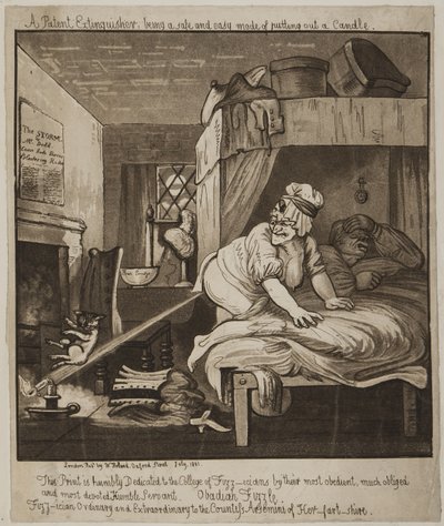 Et patentslukningsapparat, som er en trygg og enkel modus Å sette ut et stearinlys, 1801 (akvatint) av John Nixon