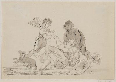 A Street Accident, 1804 (penn, pensel og blekk på papir) av John Nixon