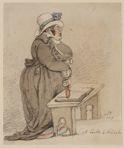 I Exeter Cathedral, 1809 (penn, blekk, pensel og wc på papir) av John Nixon