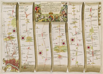 Veien fra London til Holy-Head (fargegravering) av John Ogilby