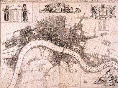 Kart over London, c1680 av John Oliver
