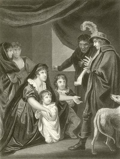 Lady Elizabeth Gray ber Edward IV om å beskytte barna sine av John Opie