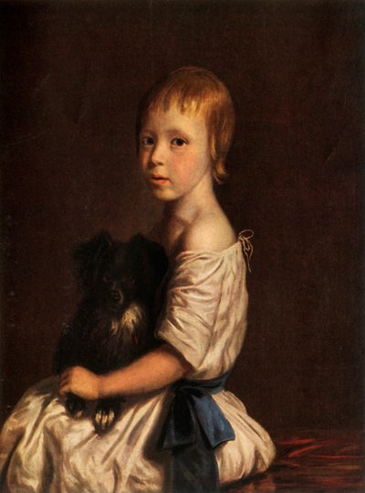 Pastor George Scobell, D.D. as a Child, Holding His Dog Fop , c1780, 1934. av John Opie