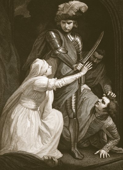 The Seizing of Mortimer, gravert av J. Fittler, illustrasjon fra David Humes 