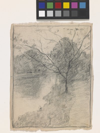 Tree Beside A Stream (blyant på off-white papir) av John Otis Adams