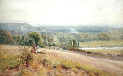 Utsikt fra Hedsor Hill på Themsen, nær Cookham (akvarell på papir) av John Pedder