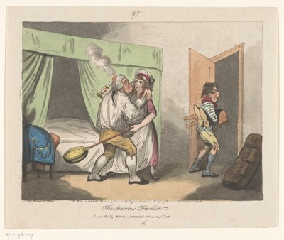 De Lustige Reiziger The Amorous Traveler (tittel på objekt) av John Pettit (attributed to)