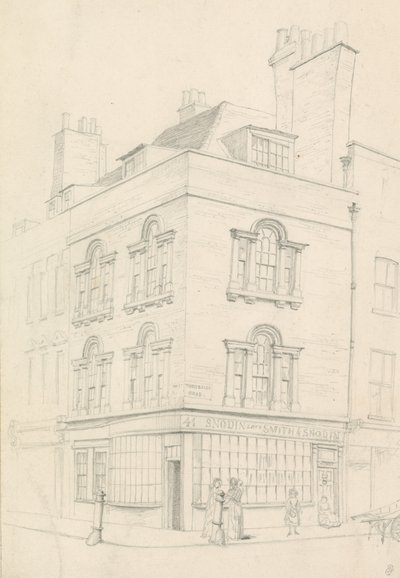 Hus på hjørnet av Red Lion Street og Theobalds Road, vendt mot Lamb