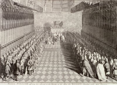Kroningen av William III i Westminster Abbey, London, 1689, c1689 av John Pine