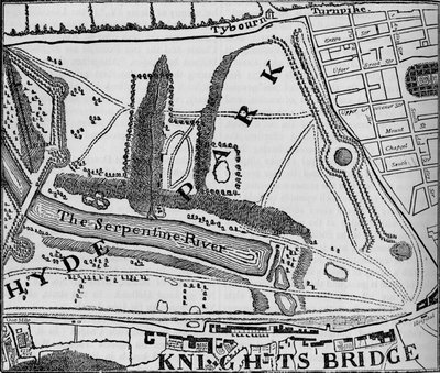 Kart over Hyde Park, London, 1748 1878 av John Pine