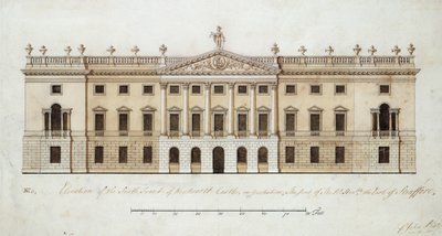 Wentworth Castle, design for sørfronten, ca. 1760 (penn og blekk og akvarell på papir) av John Platt
