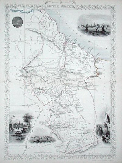 British Guyana, fra en serie med verdenskart utgitt av John Tallis & Co., New York og London av John Rapkin