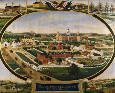 Utsikt over bygningene og omgivelsene til Berks County Almshouse, av John Rasmussen