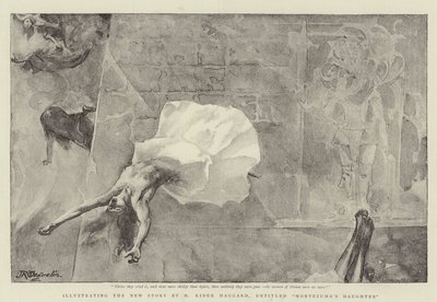 Illustrerer den nye historien av H Rider Haggard, med tittelen Montezumas datter av John Reinhard Weguelin