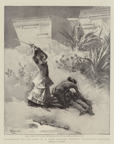 Illustrerer den nye historien av H Rider Haggard, med tittelen Montezumas datter av John Reinhard Weguelin