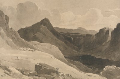 Et fjelllandskap med en hyrde av John Renton