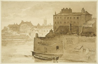 Flytende havn, ved Counterslip (tegning, akvarell) av John Reverend Eden