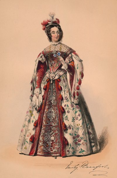 Emily hertuginne av Beaufort i kostyme for dronning Victorias Bal Costumé, 12. mai 1842, 1843. av John Richard Coke Smyth
