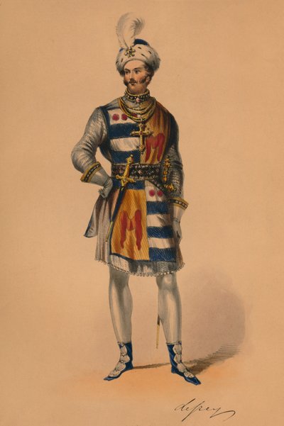Gjest i kostyme for dronning Victorias Bal Costumé, 12. mai 1842, 1843. av John Richard Coke Smyth