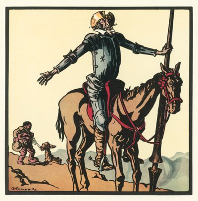 Kensington Rhymes: Don Quixote (farge litho) av John Robert (after) Monsell