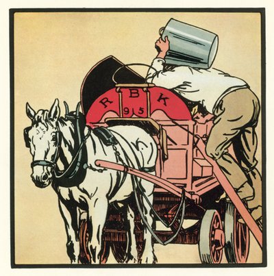 Kensington Rhymes: The Dustman (farge litho) av John Robert (after) Monsell