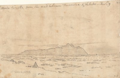 Monte Circeo fra veien mellom Terracina og Velletri av John Robert Cozens